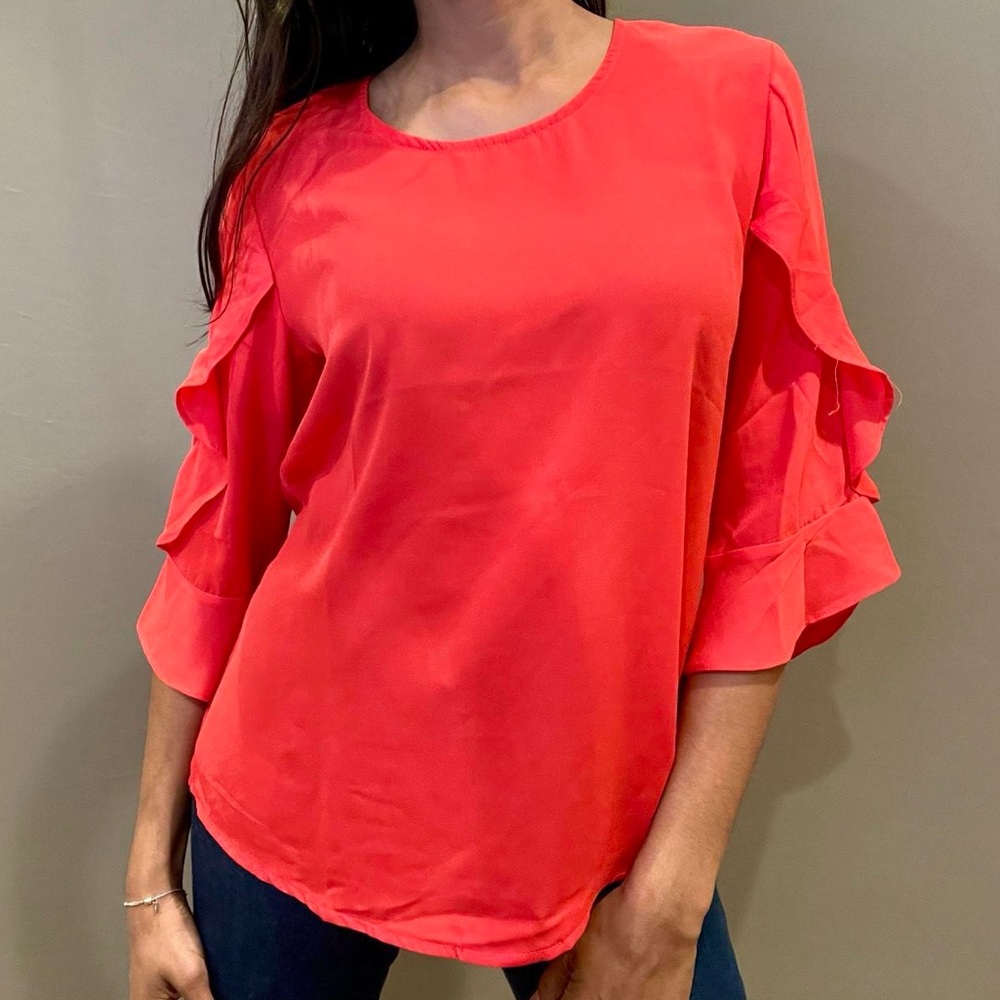 Bright coral blouse